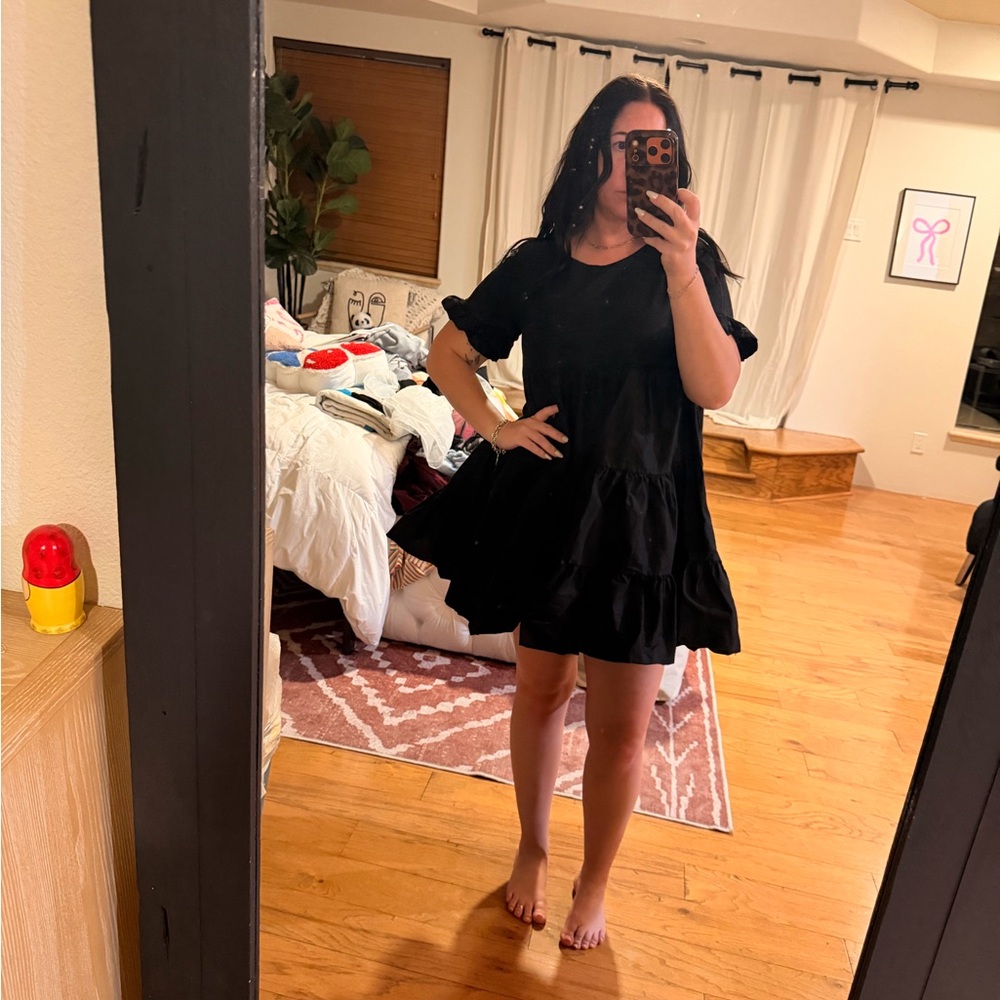 Nasty Gal Black Tiered Ruffle Mini Dress